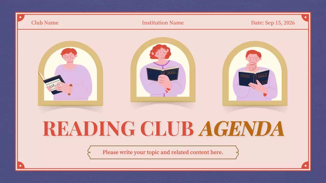 Pink Purple Elegant Vintage Book Club Schedule
