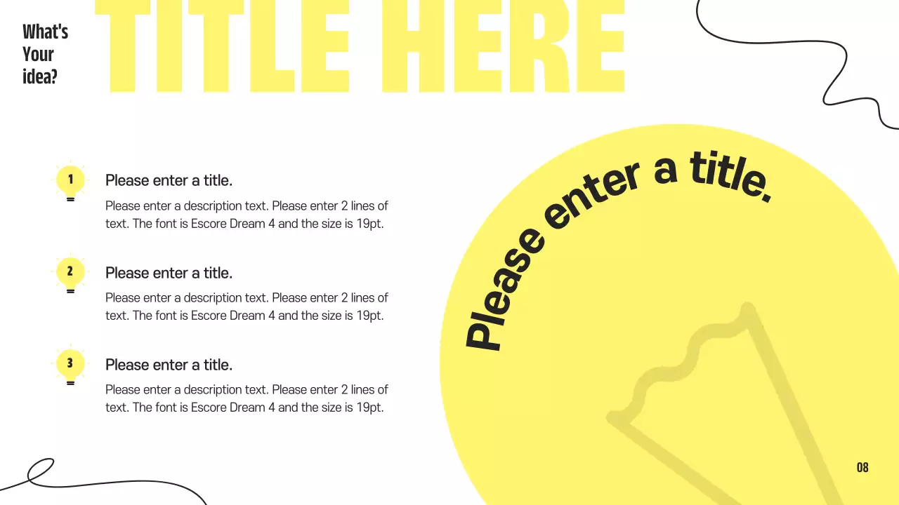 노란색 간단한 아이디어 프레젠테이션