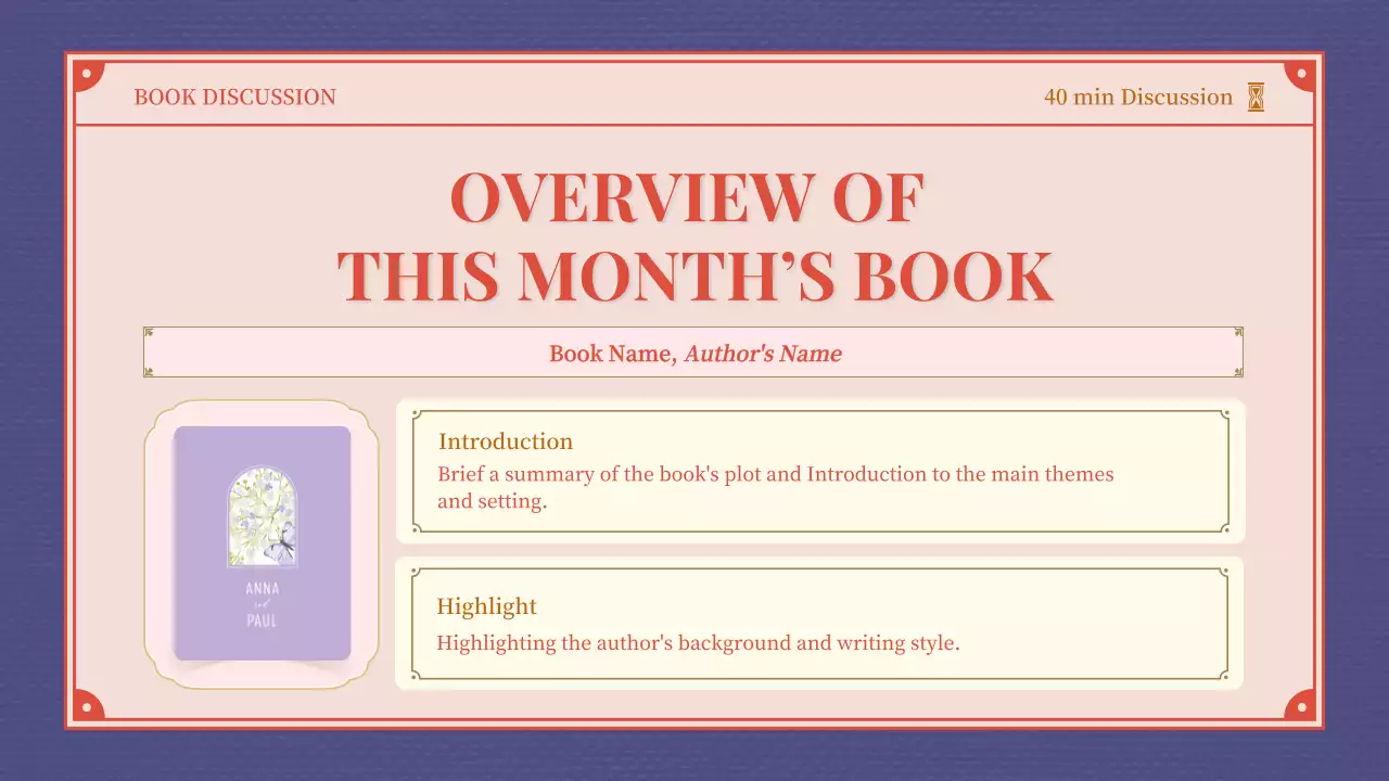Pink Purple Elegant Vintage Book Club Schedule