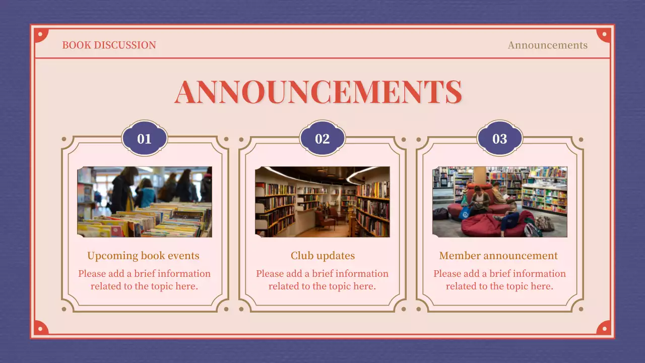 Pink Purple Elegant Vintage Book Club Schedule