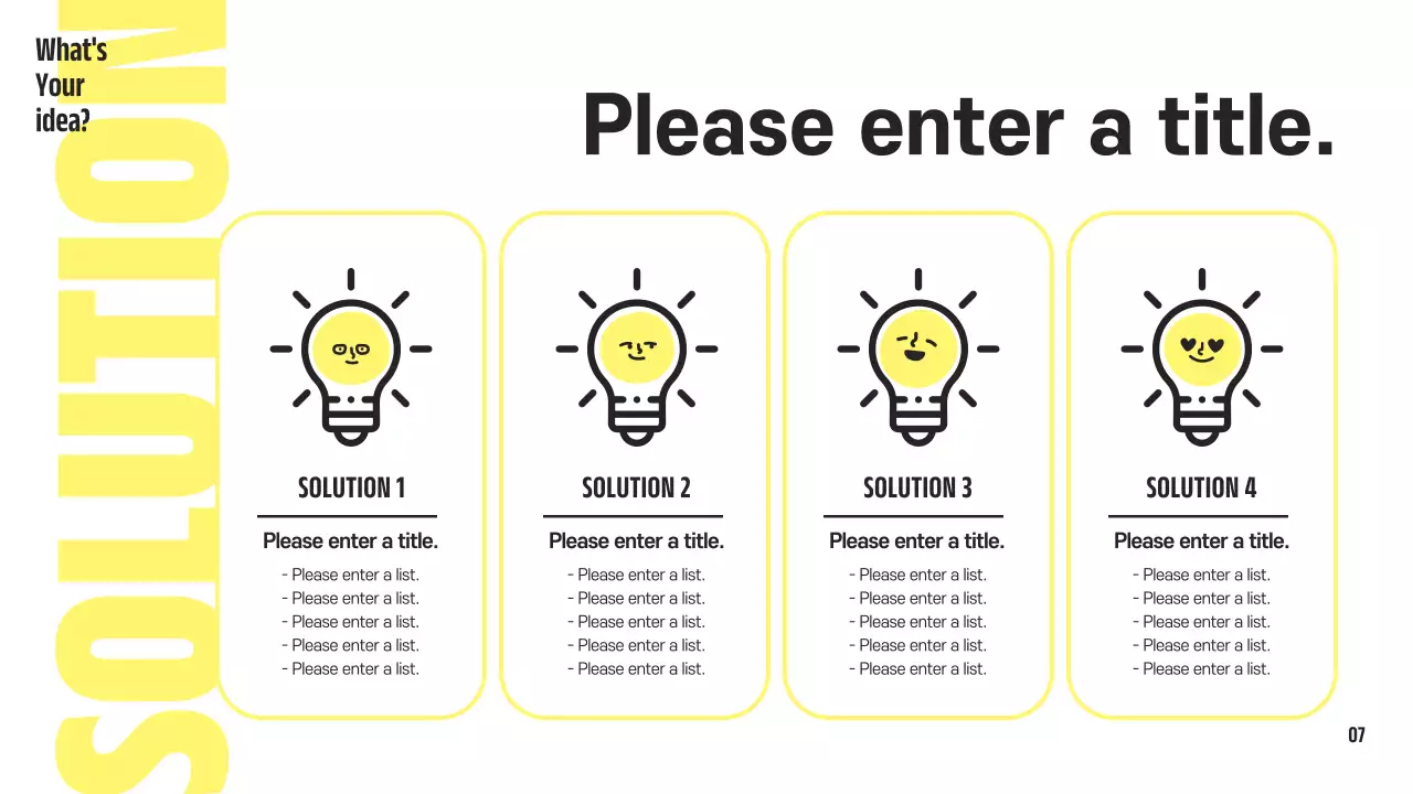 노란색 간단한 아이디어 프레젠테이션