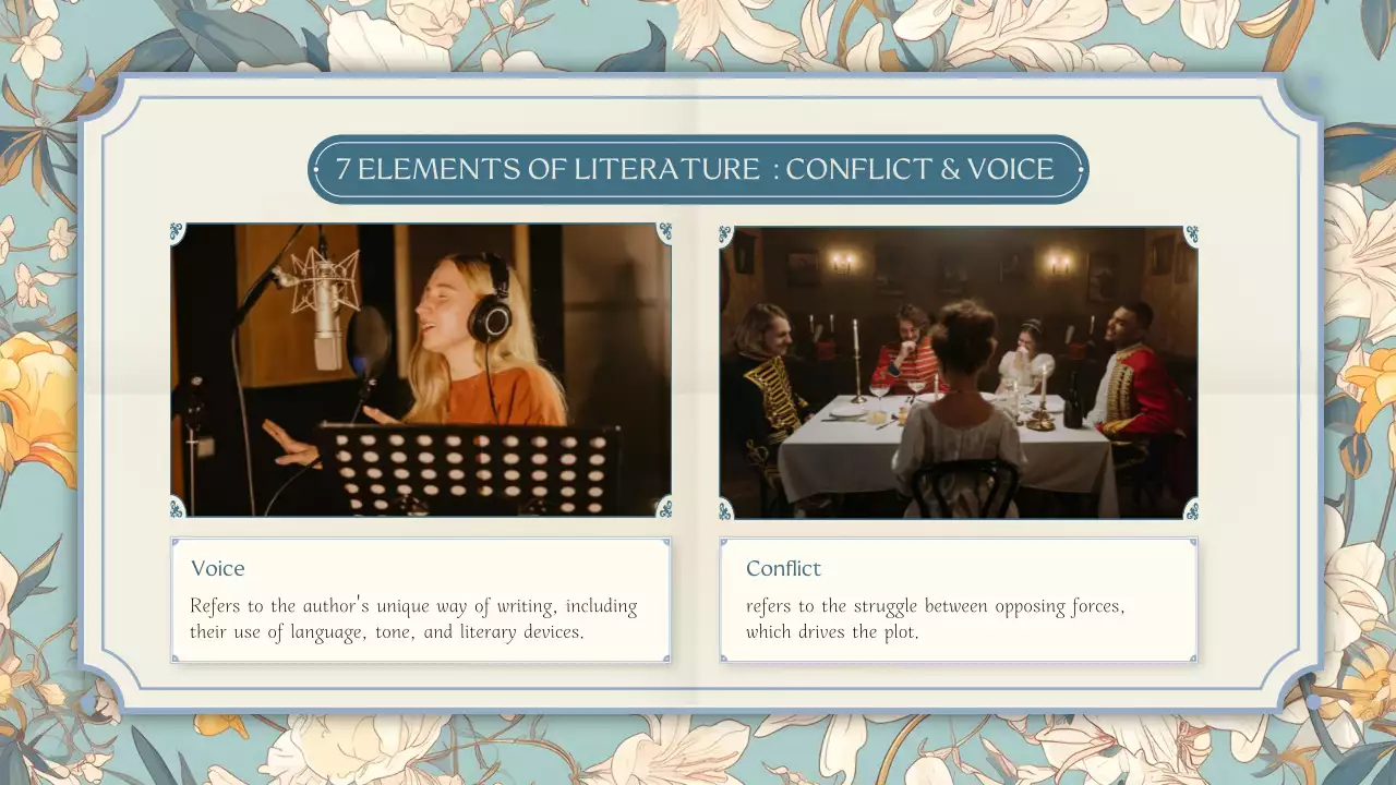 Sky Blue White Vintage Elegant Story Telling Study Material