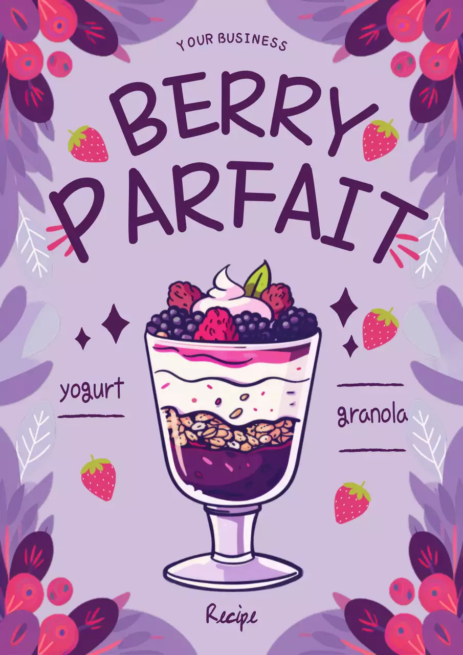 Purple Aesthetic Parfait Recipe Poster