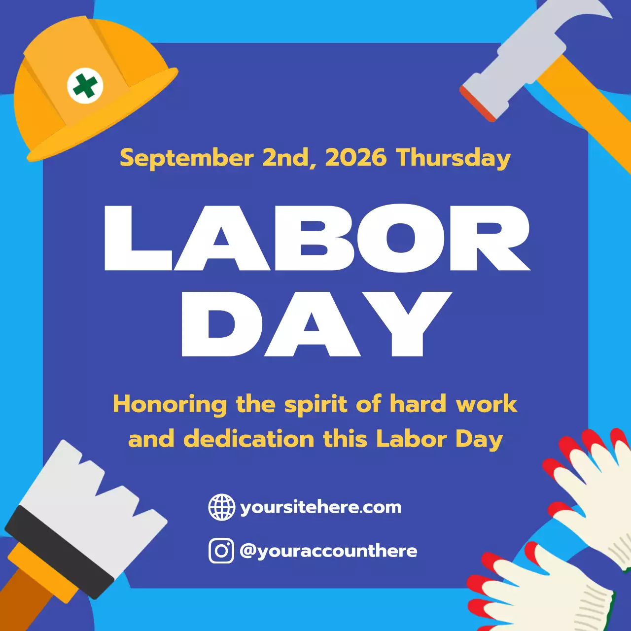 Blue Modern Labor Day Announcement Social Media Post