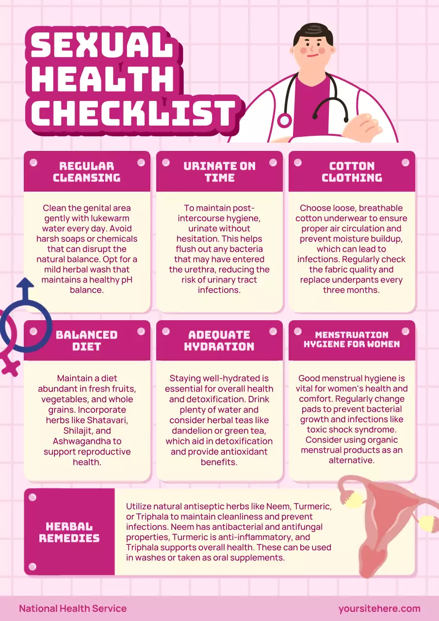 Pink Modern Health Checklist Poster