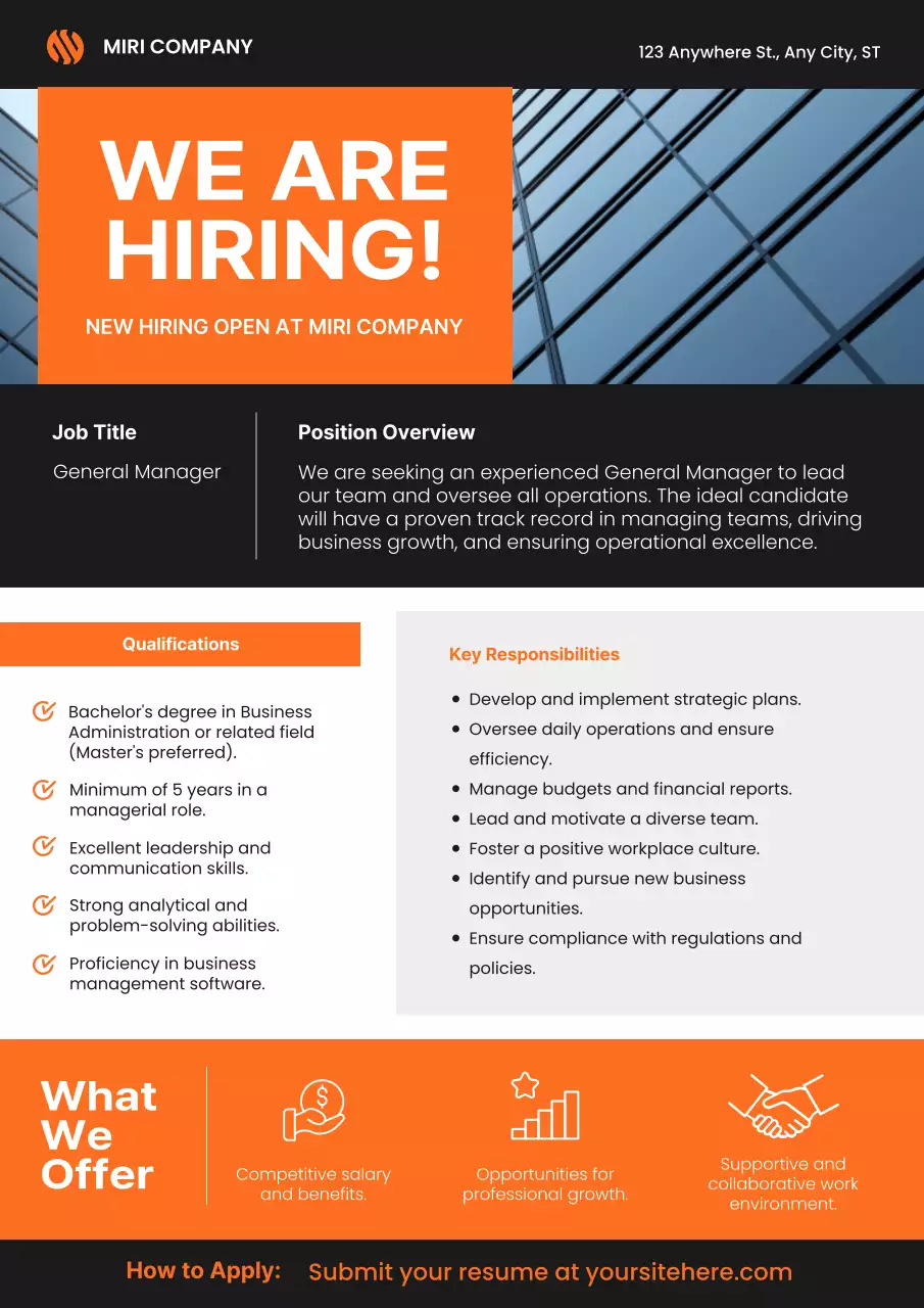 Orange Modern Job Posting Announcement Poster