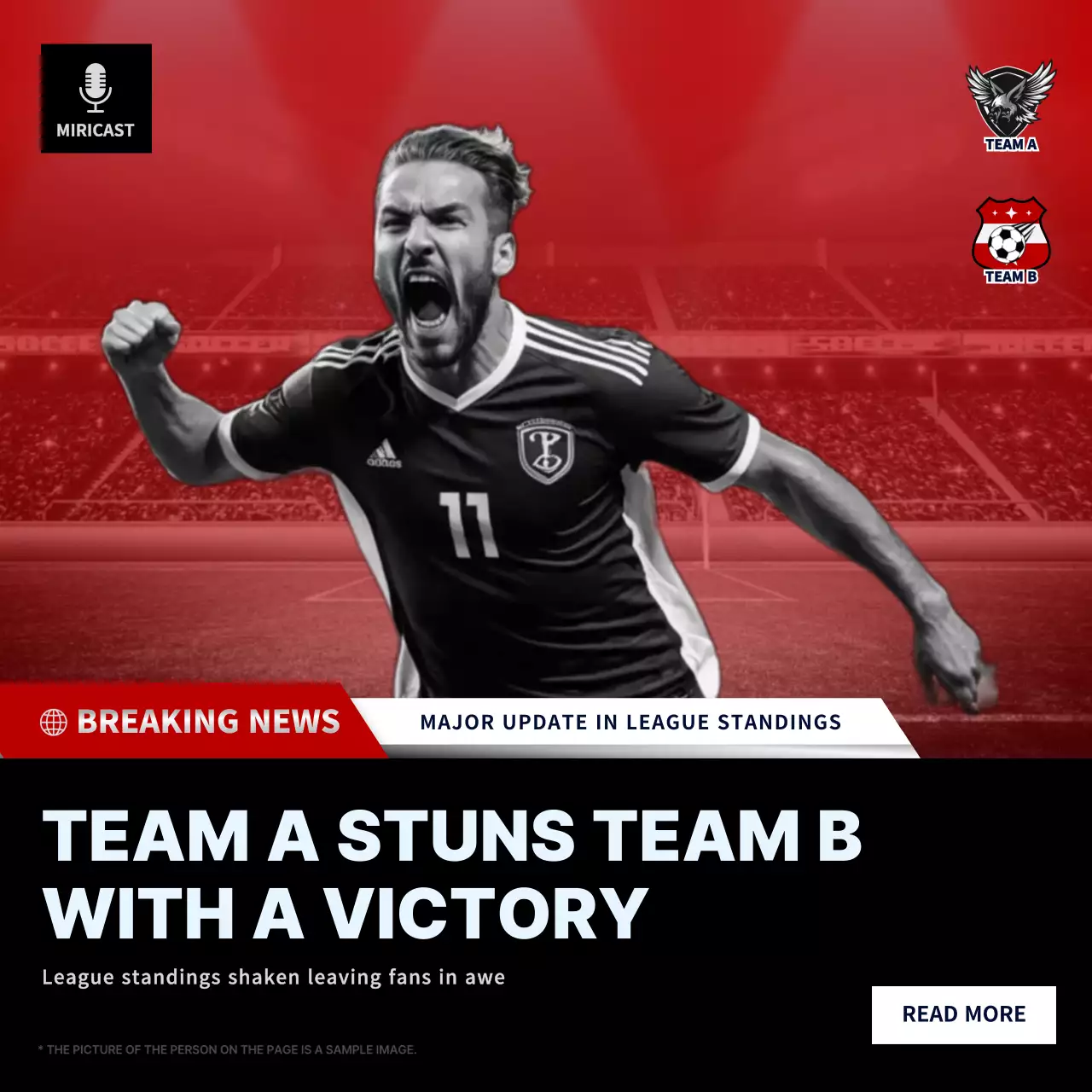 Red Bold Soccer News Announcement Social Media Post