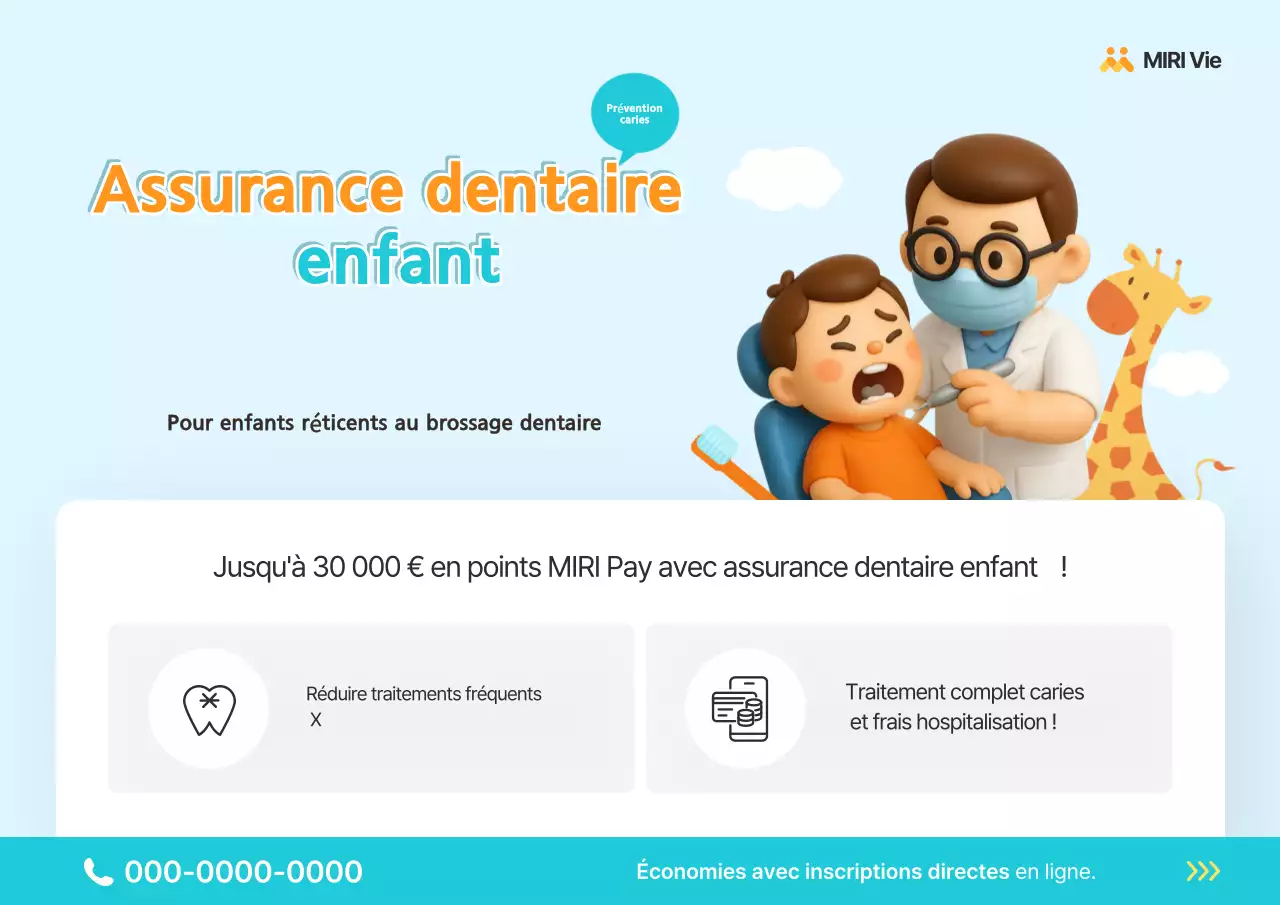 Jolie publicité bleue pour l'assurance dentaire des enfants