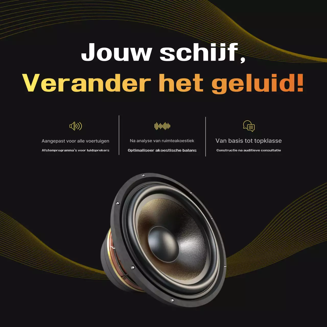 Zwarte moderne geluidsadvertentie