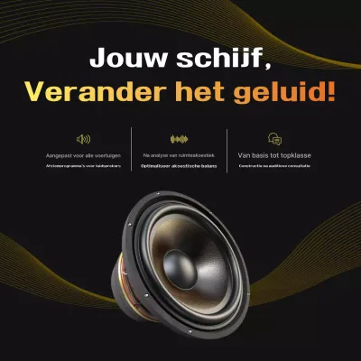 Zwarte moderne geluidsadvertentie