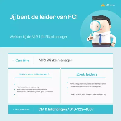 Kennisgeving van werving van leider van Simple Blue Insurance Center