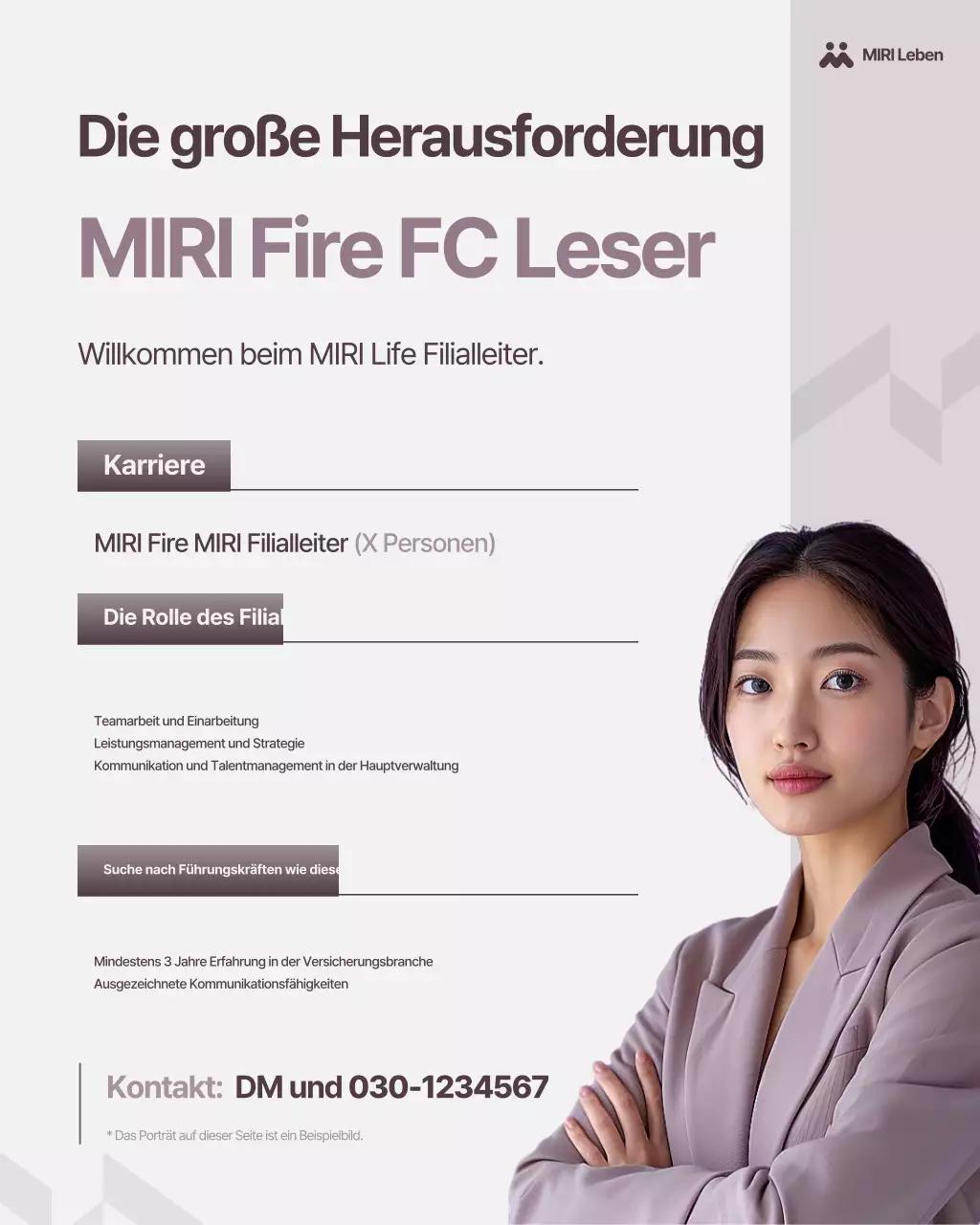 Stellenausschreibung für Leiter des Modern Insurance Center in Lila
