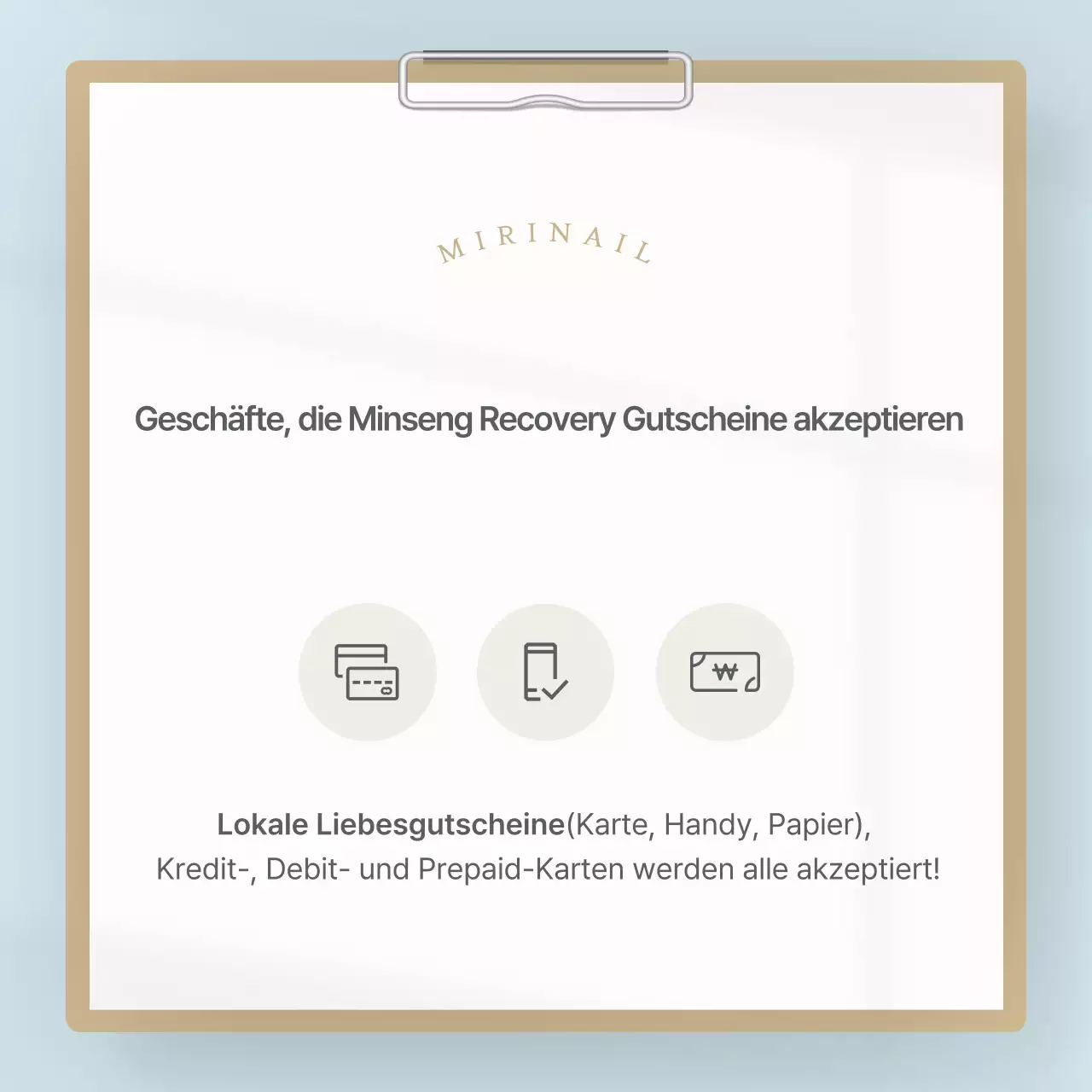 Informationen zur Verfügbarkeit des einfachen himmelblauen Minseongheupyeo-Konsumgutscheins