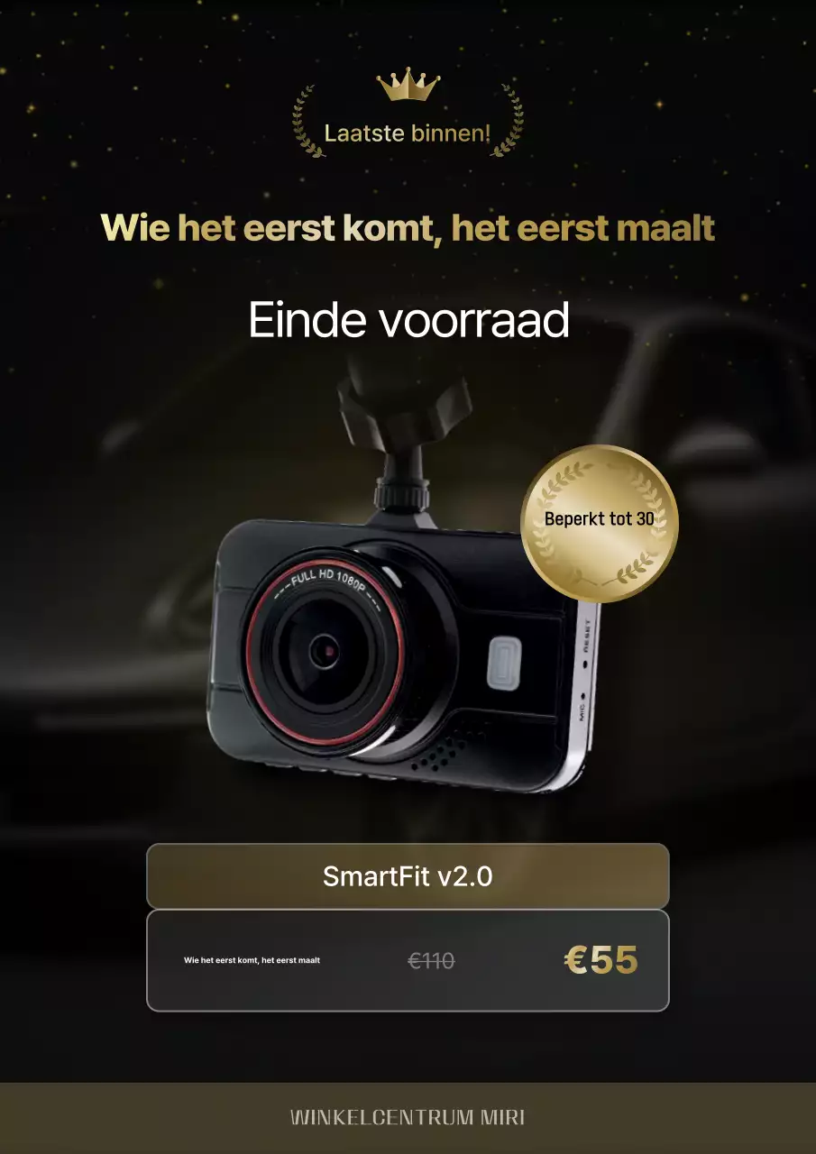 Advertentie voor zwarte moderne autoaccessoires