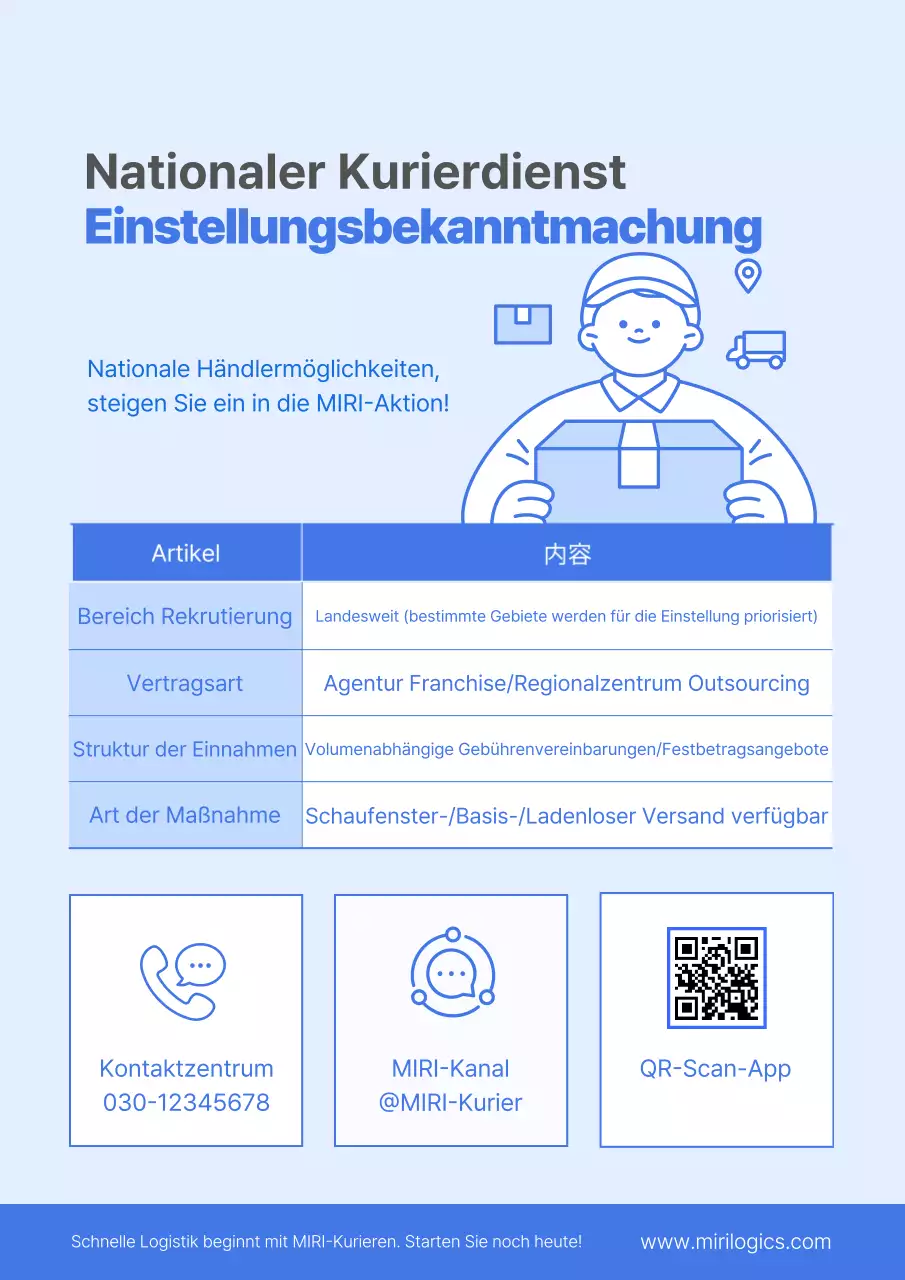 Sky Blue Simple Courier Stellenausschreibung