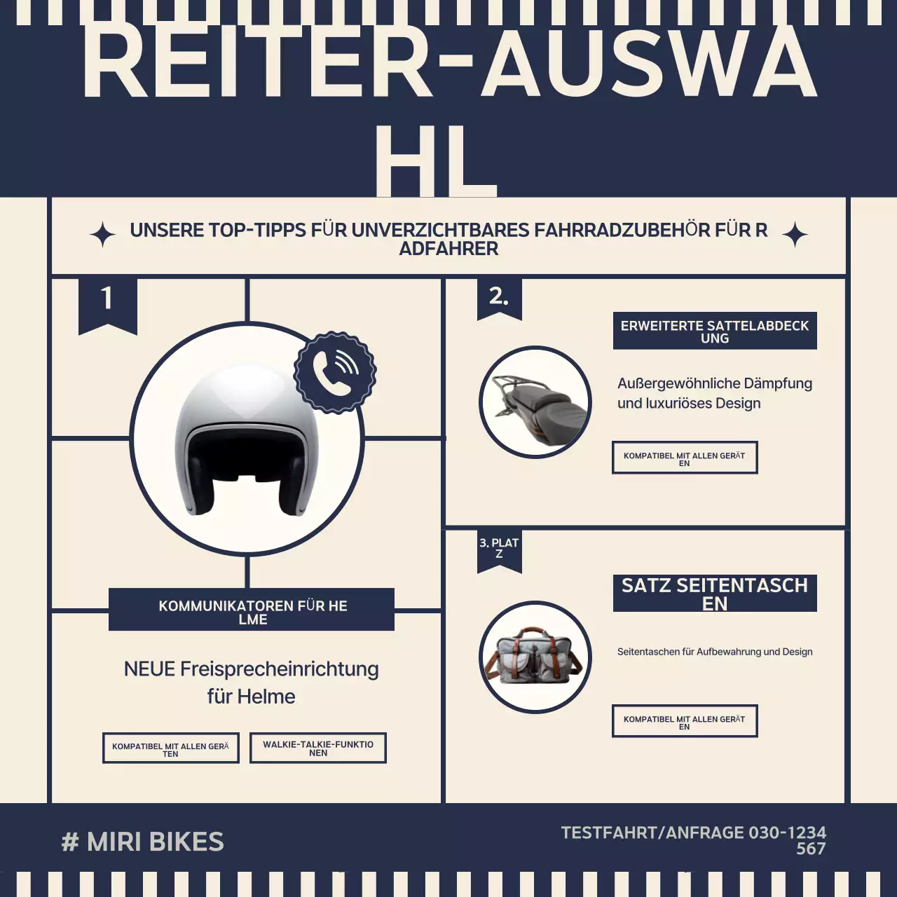 Retro Motorradzubehör Sale in Blau und Beige