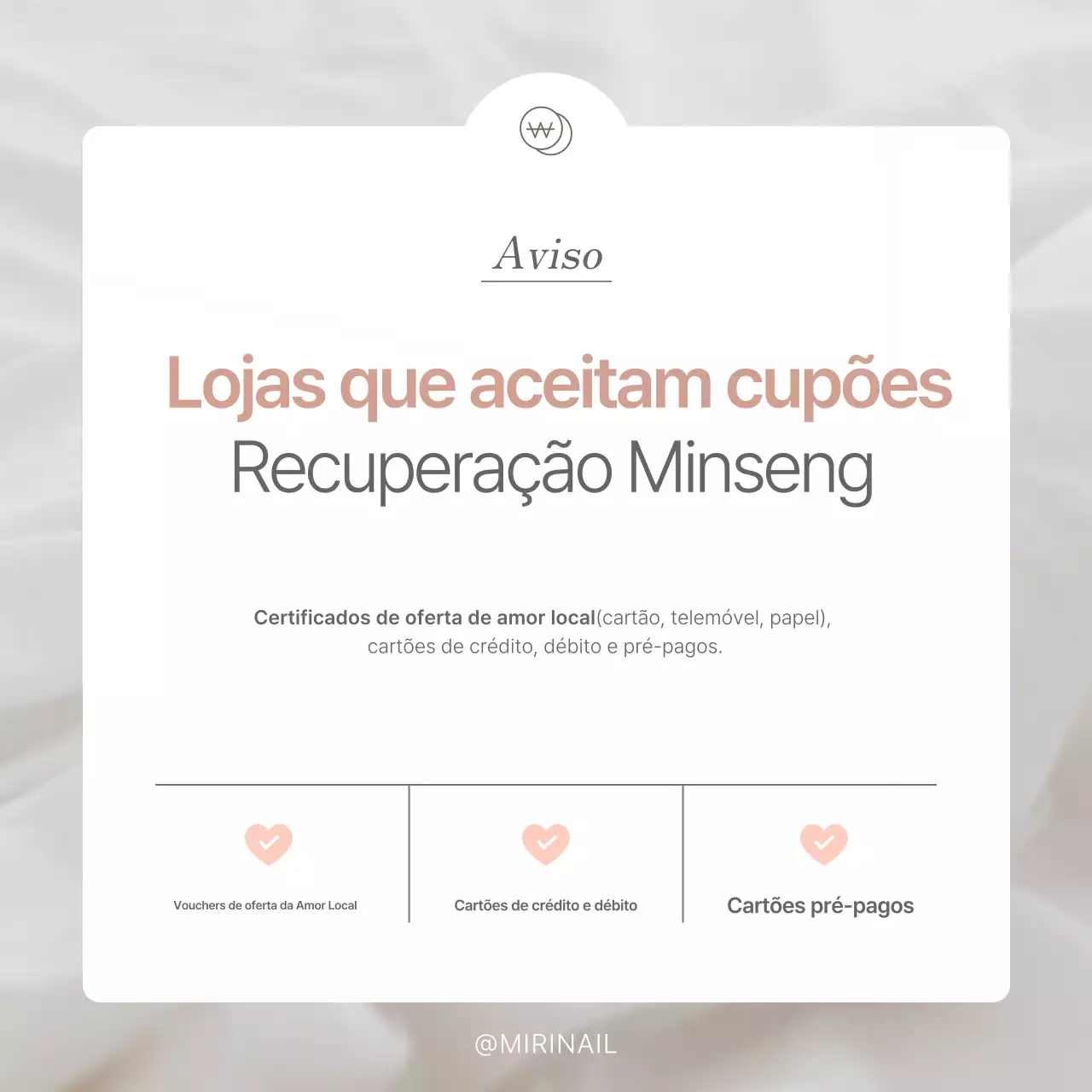 Instruções para usar o cupom de consumo simples Minseongheiboksu branco e rosa