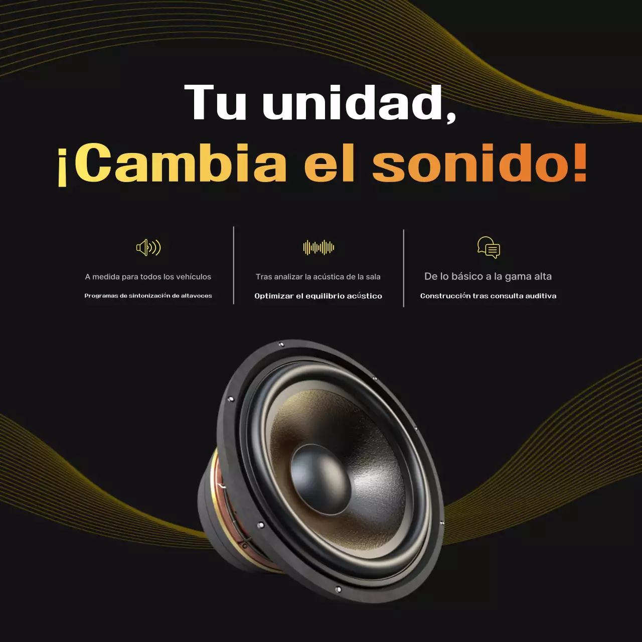 Anuncio de sonido moderno negro