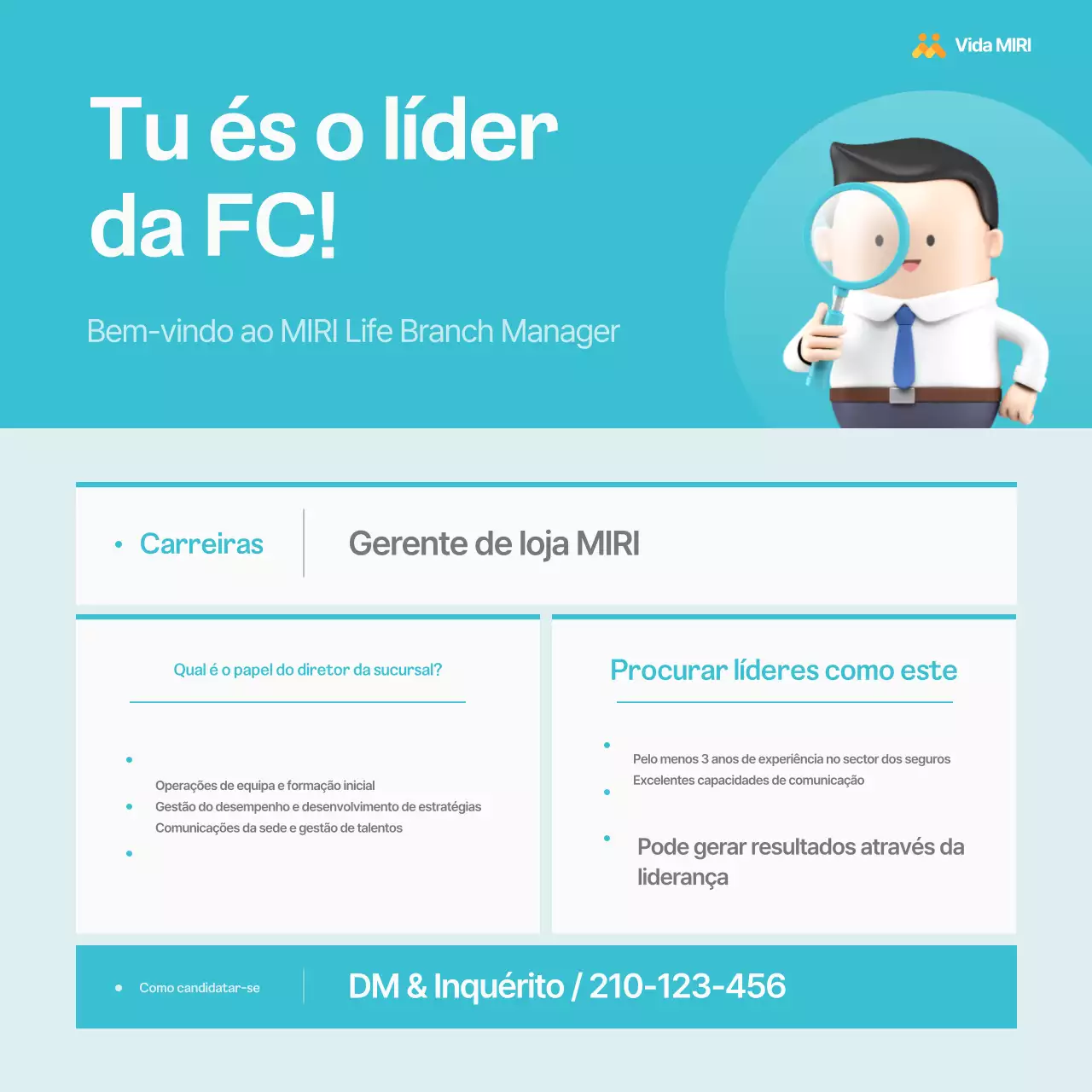 Aviso de recrutamento de líder do Centro de Seguros Simple Blue