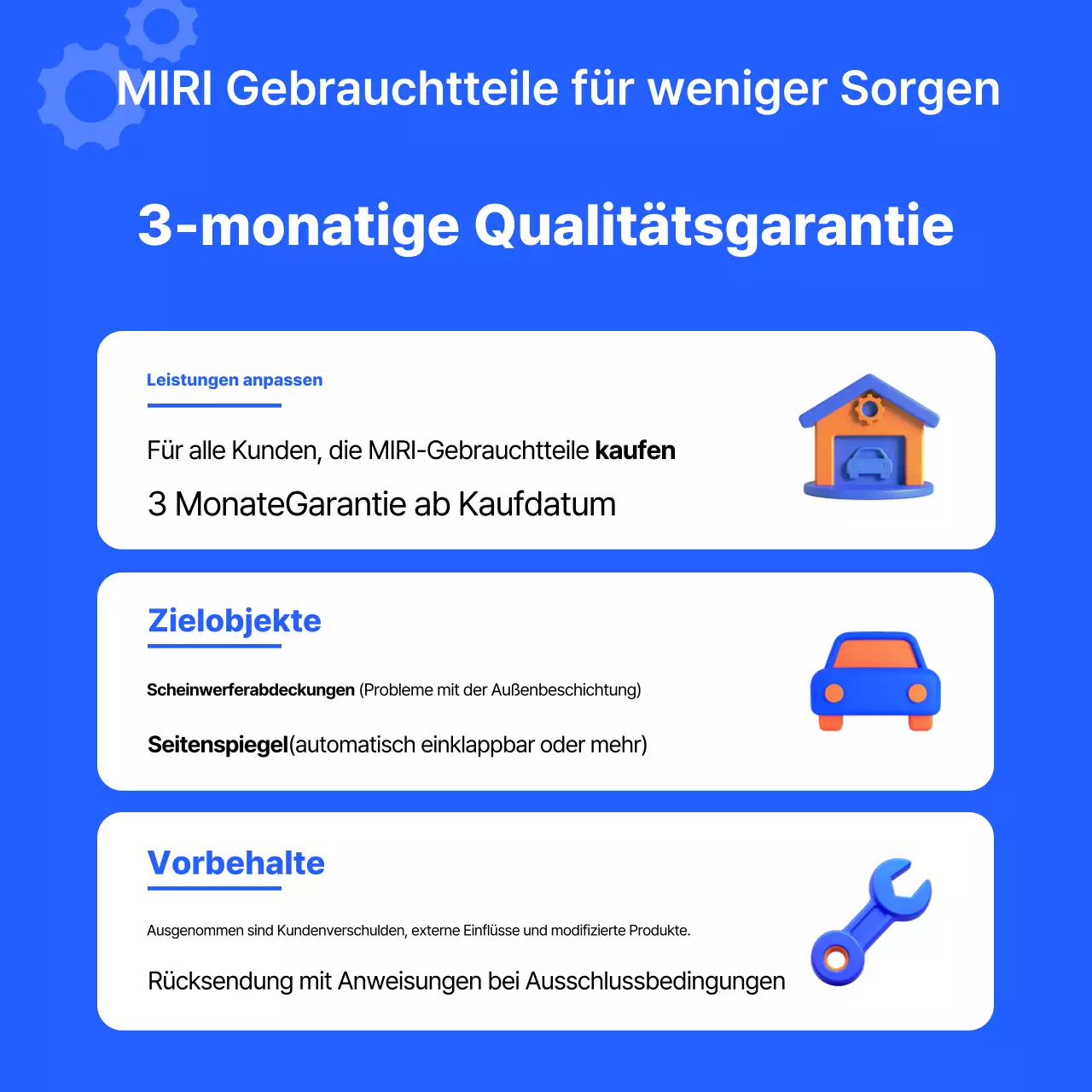 Blue Simple Leitfaden zur Qualitätssicherung von Autoteilen