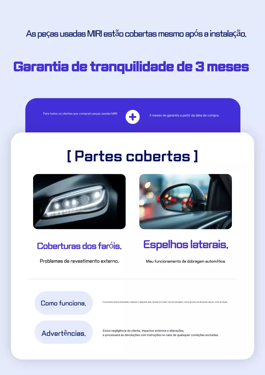 Guia de Garantia de Peças Automotivas Blue Modern