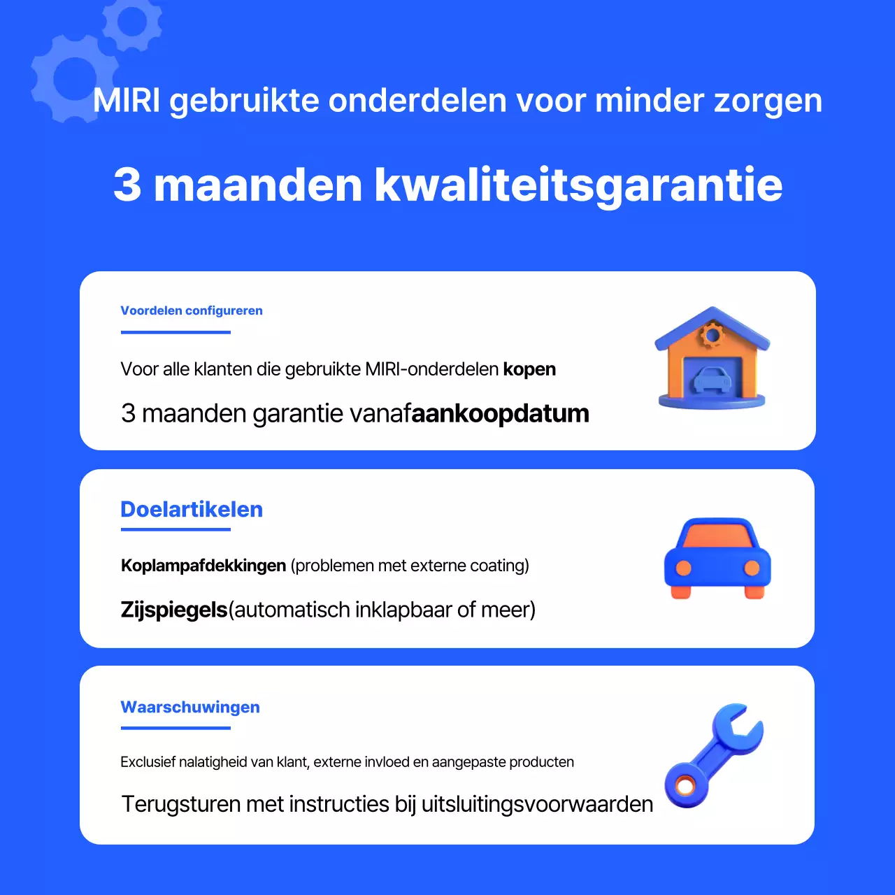 Blauwe eenvoudige handleiding voor kwaliteitsborging van auto-onderdelen