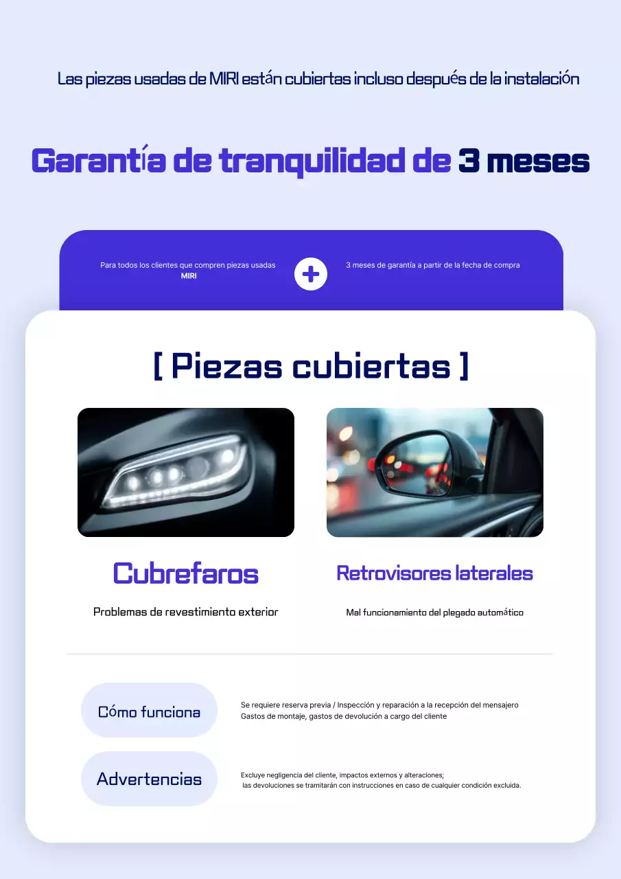 Guía de garantía de repuestos para automóviles Blue Modern