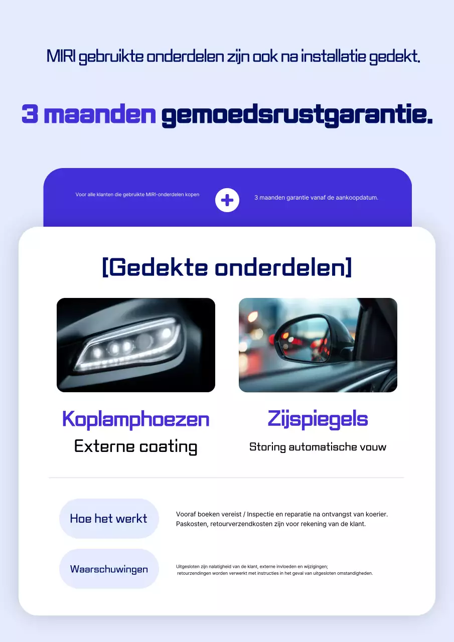 Garantiegids voor Blue Modern Auto-onderdelen