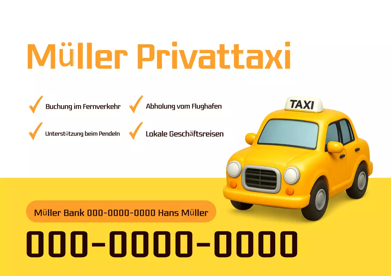 Orangefarbene moderne Taxiwerbung