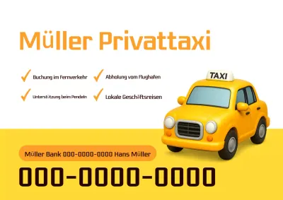 Orangefarbene moderne Taxiwerbung
