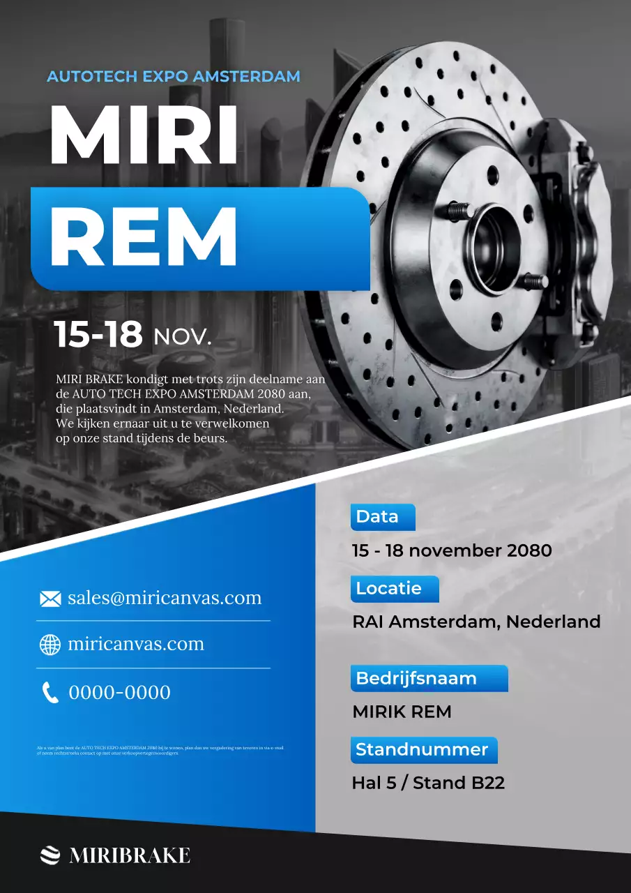 Promotie voor de Blue Modern Auto Parts-tentoonstelling