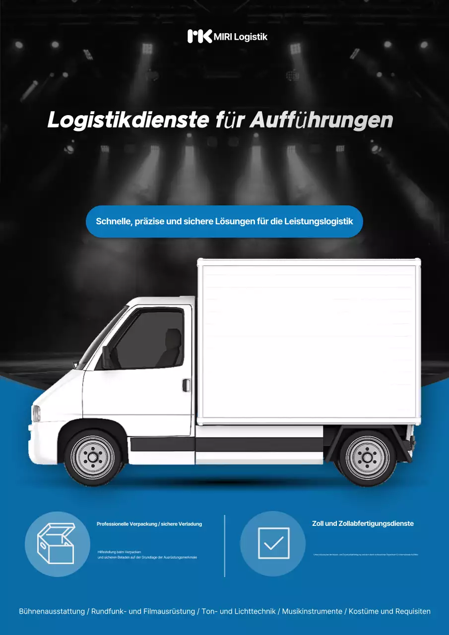 Blaue moderne Logistikdienstleistungsanzeige