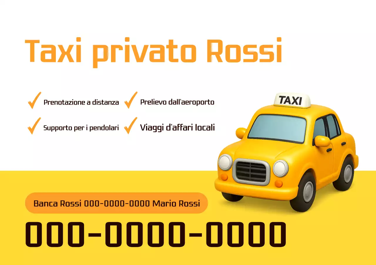 Pubblicità di un taxi moderno arancione