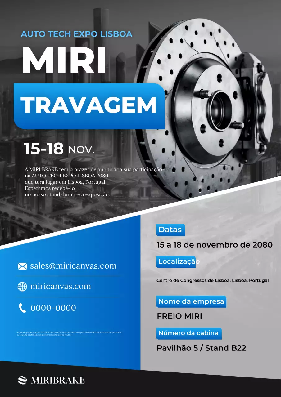 Promoção da Exposição de Peças Automotivas Modernas Azuis