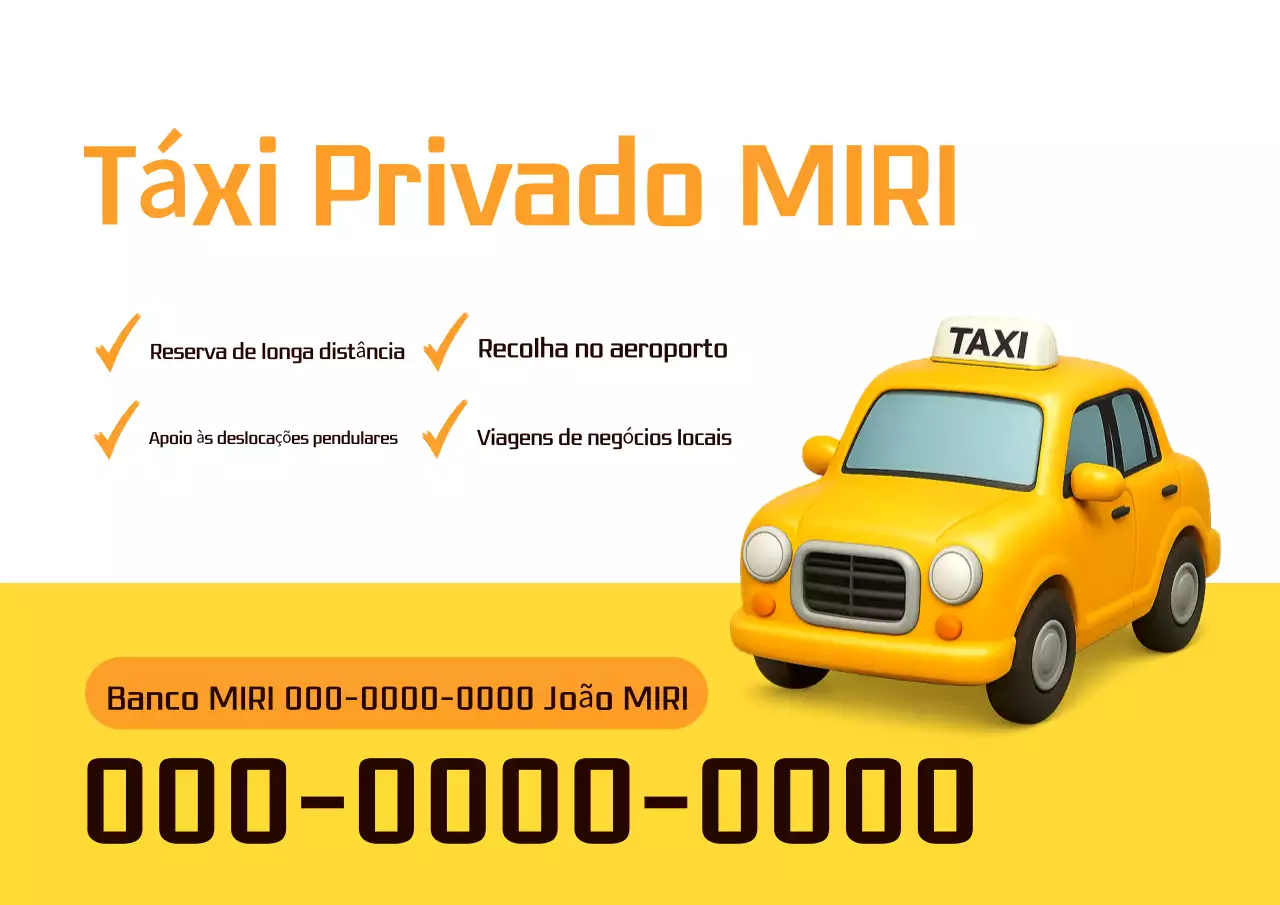 Anúncio de táxi moderno laranja