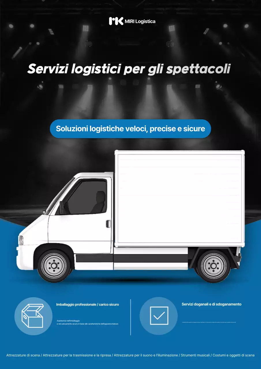 Pubblicità del servizio logistico moderno blu
