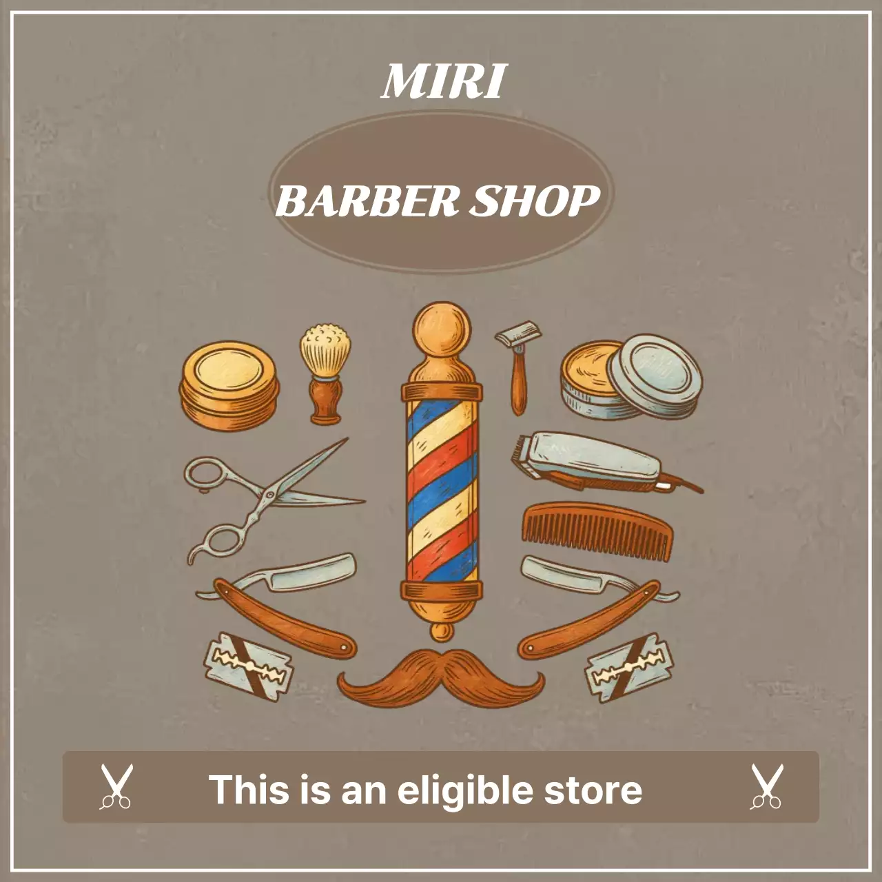 quảng cáo tiệm cắt tóc cổ điển màu nâu