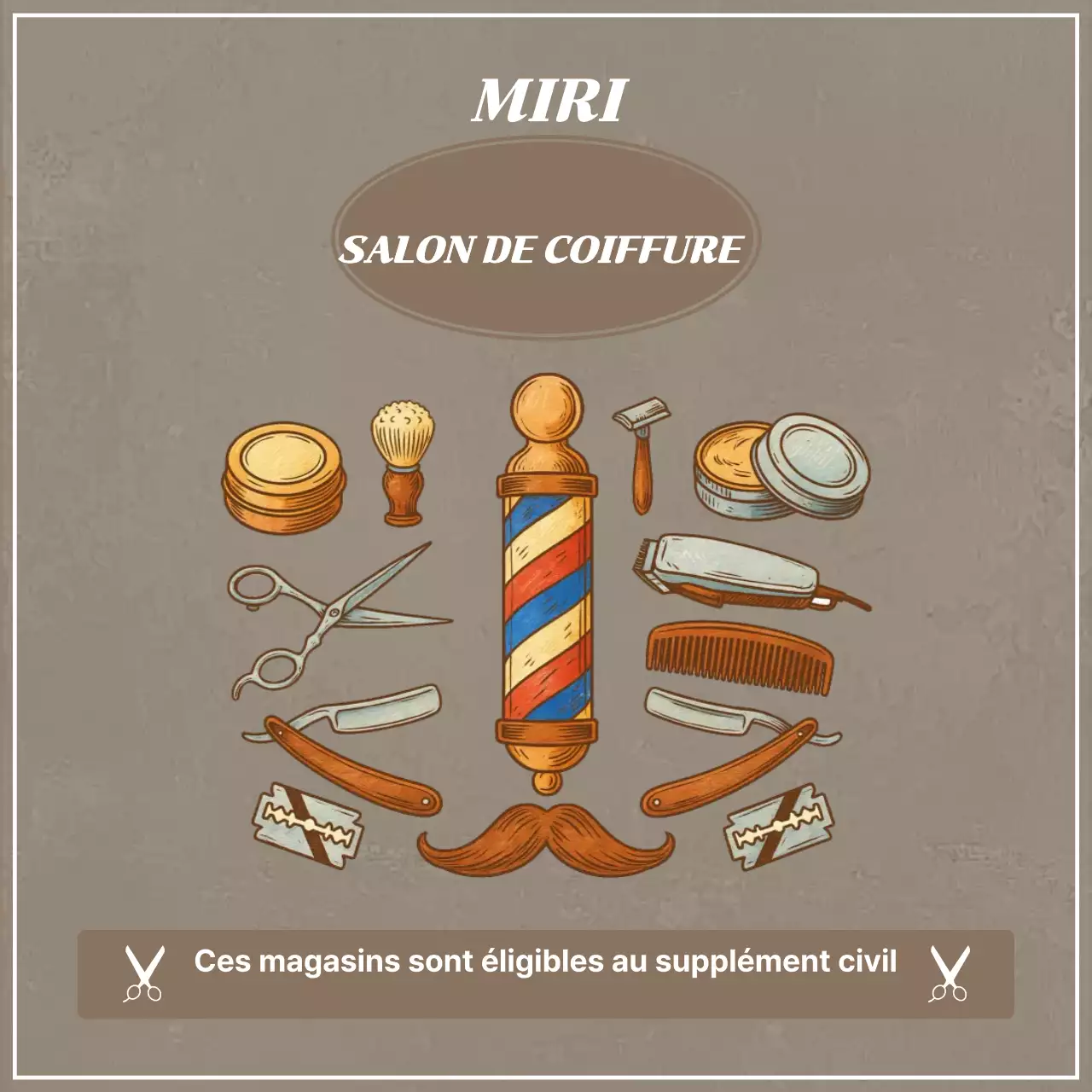 publicité vintage marron pour un salon de coiffure