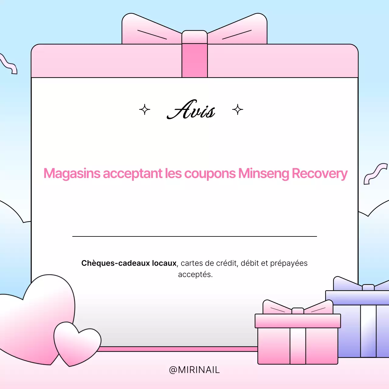 Instructions pour utiliser le joli coupon de consommation bleu et rose Minseongheuibo