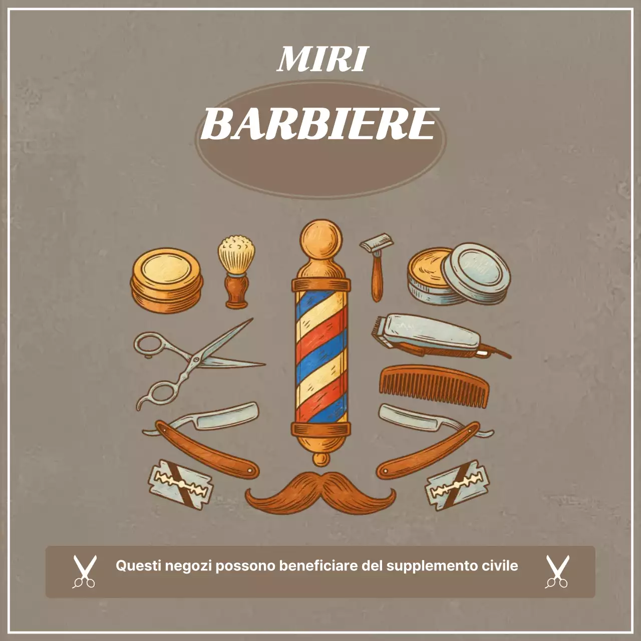 pubblicità di un barbiere vintage marrone