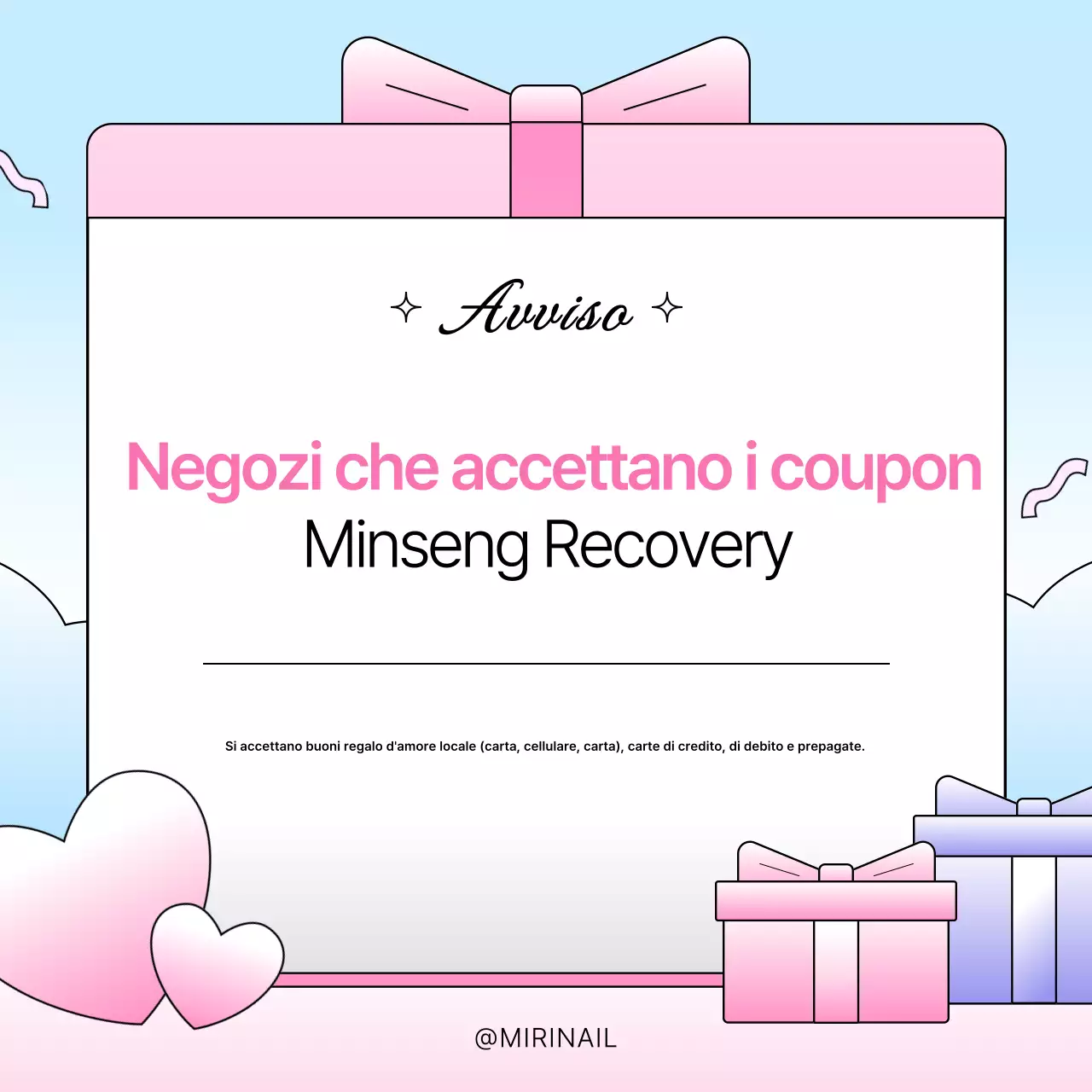 Istruzioni per l'utilizzo del simpatico coupon di consumo Minseongheuibo blu e rosa