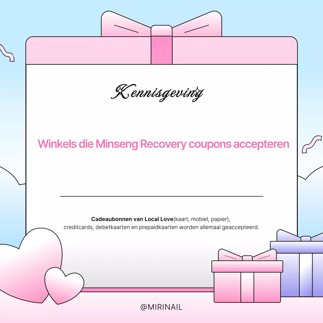 Instructies voor het gebruik van de schattige blauwe en roze Minseongheuibo-consumptiecoupon