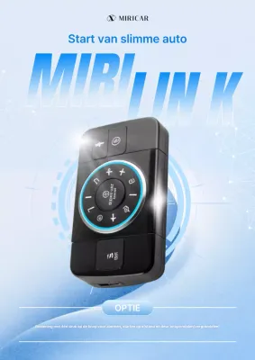 Reclame voor een moderne, slimme autoalarm in hemelsblauw