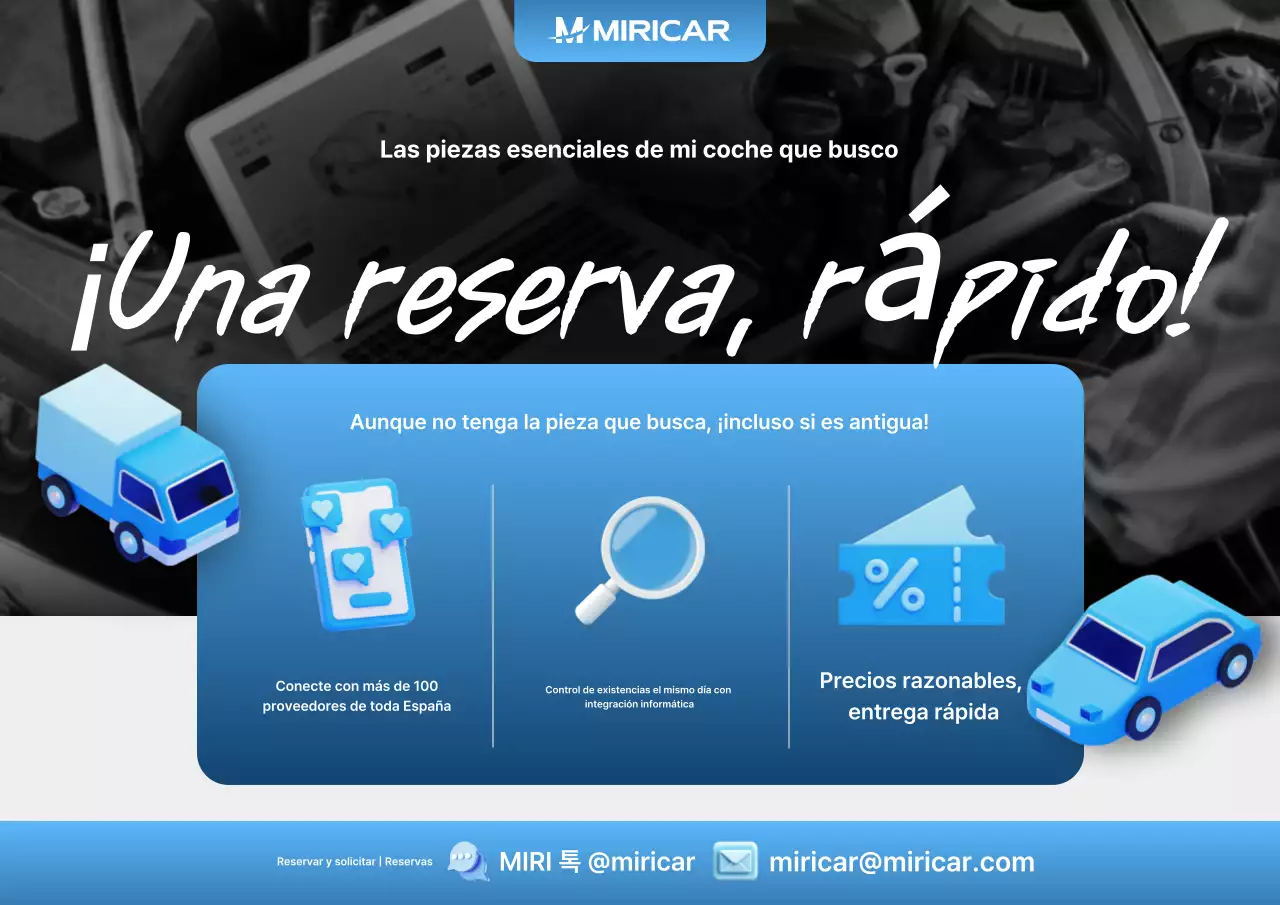 Anuncio de autopartes modernas azules