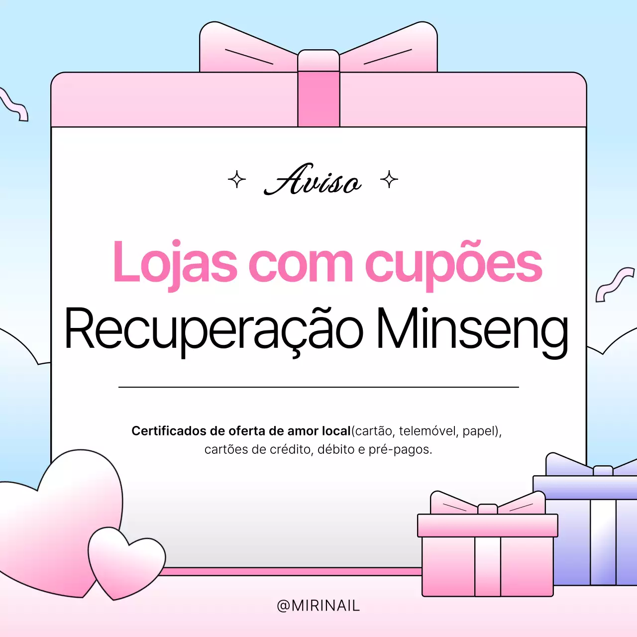Instruções para usar o cupom de consumo Minseongheuibo azul e rosa