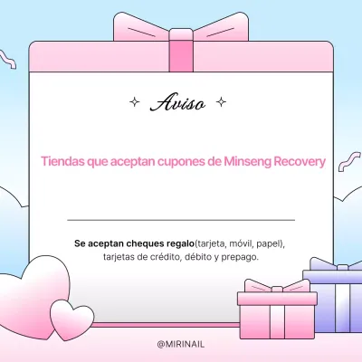 Instrucciones para usar el lindo cupón de consumo azul y rosa de Minseongheuibo