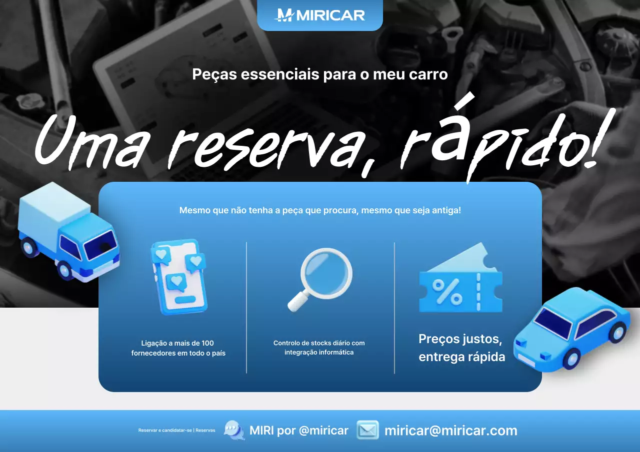 Anúncio de peças automotivas modernas azuis