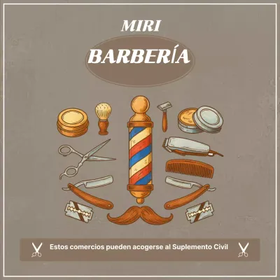 Anuncio vintage de barbería marrón