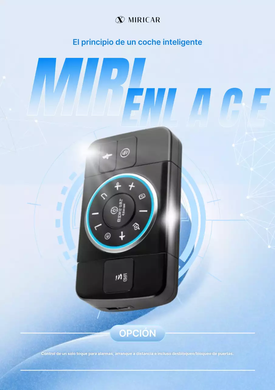 Anuncio de alarma inteligente para coche moderno de color azul cielo