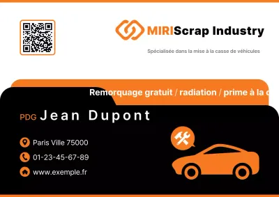 Carte de visite de voiture simple orange